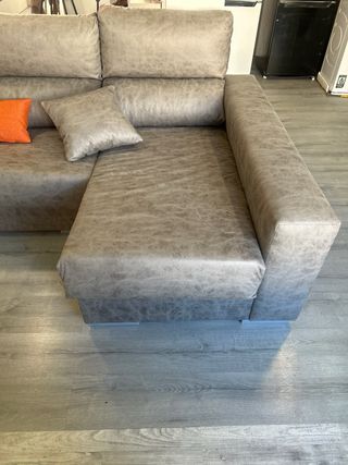 Sofá chaise longue gris - Piel sintética