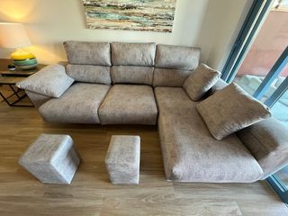 Sofá chaise longue beige
