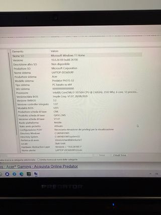 Acer Predator Helios 300 core i7 RTX 2060 nvidia