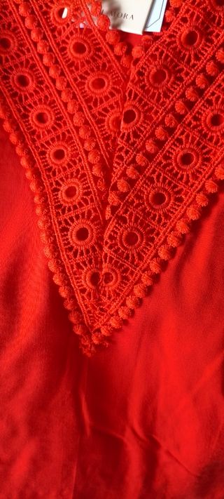 Vestido rojo/coral playa

