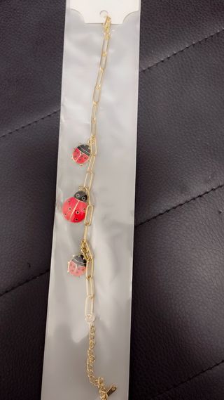 Braccialetto Coccinella - Oro e Rosso