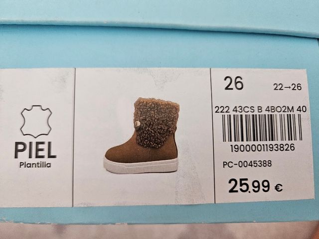 Botitas borrego niña talla 26