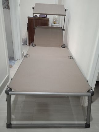 Tumbona aluminio con parasol - Plegable