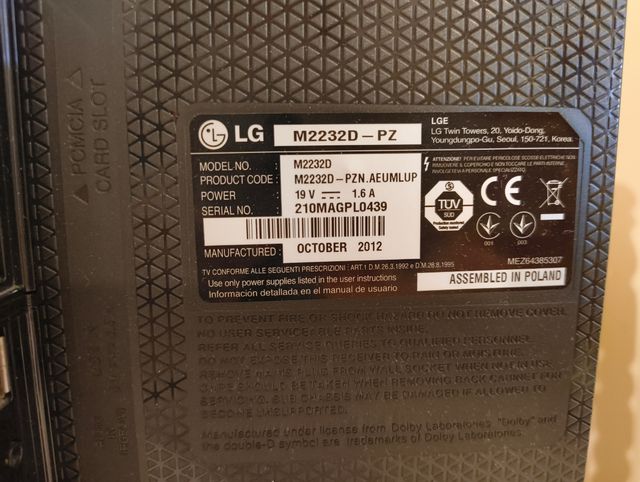 TV LG M2232d-Pz 22" nera