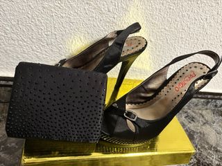 Zapatos tacón negros + Bolso fiesta