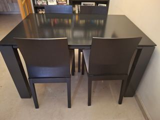 Mesa comedor negra extensible madera