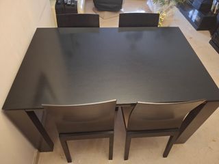 Mesa comedor negra extensible madera