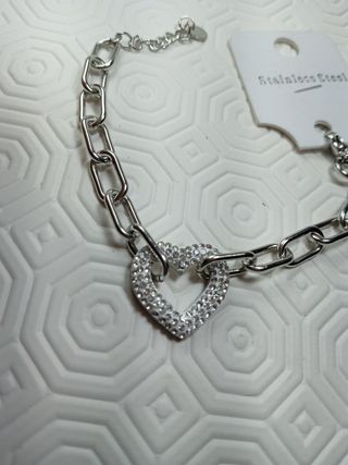 Bracciale cuore cristalli acciaio