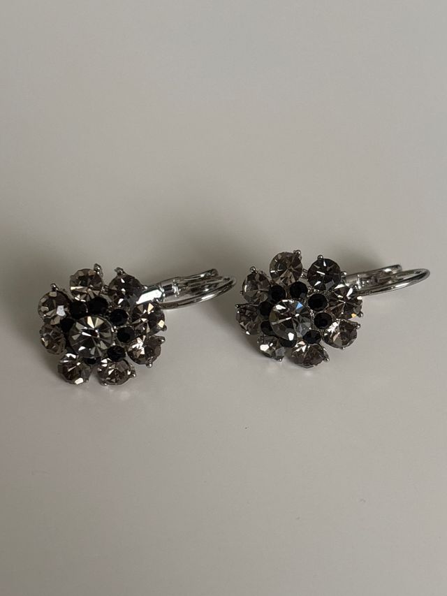 Pendientes Flor Plata Marrón