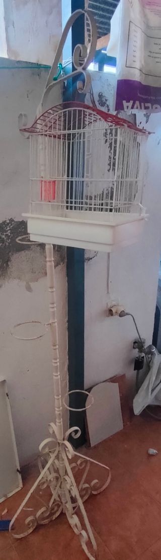 Jaula pajaros vintage blanca