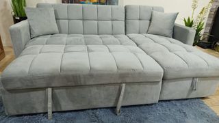 Sofá cama chaise longue gris