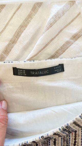 Falda Zara lentejuelas beige plata