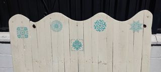 Cabecero cama madera blanco-teal