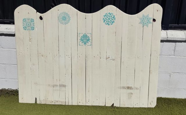 Cabecero cama madera blanco-teal