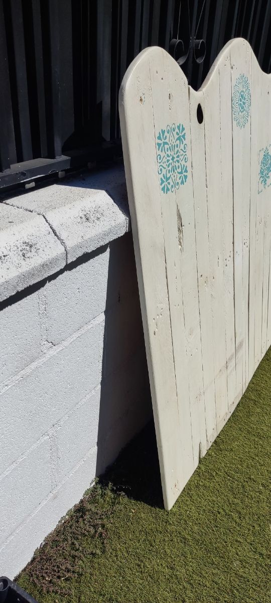 Cabecero cama madera blanco-teal