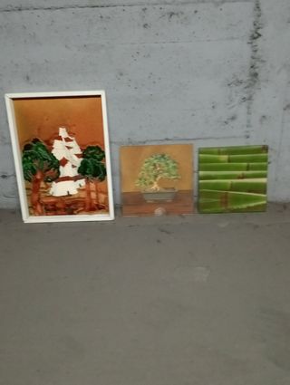 3 Cuadros Decorativos - Barcos, Bonsái, Bambú