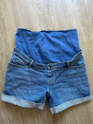 Shorts premamá tiro alto - azules
