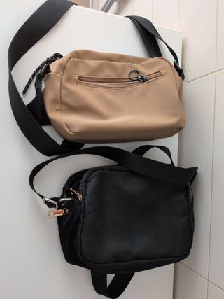 2 Bolsos bandolera beige y negro