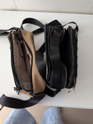 2 Bolsos bandolera beige y negro