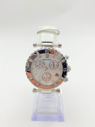 RELOJ TIME FORCE FANTASY KIRLY TF3384L02 ESFERA BLANCA MEDRE PERLA/ CORRE ADE PIEL BLANCA