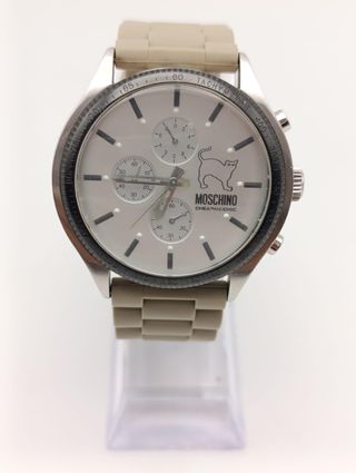 RELOJ MOSCHINO CHEAPANDCHIG MOSCHINO MW0067 ESERA BLANCA/ CORREA BEIGE (MARCA EN CRISTAL)
