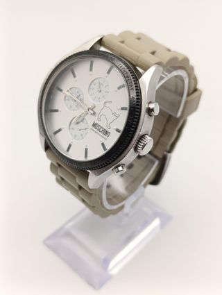RELOJ MOSCHINO CHEAPANDCHIG MOSCHINO MW0067 ESERA BLANCA/ CORREA BEIGE (MARCA EN CRISTAL)