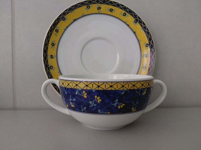 Juego consomé Vista Alegre: 6 tazas, 6 platos