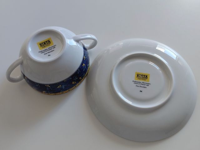 Juego consomé Vista Alegre: 6 tazas, 6 platos