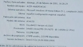 Portátil Acer Aspire One Azul