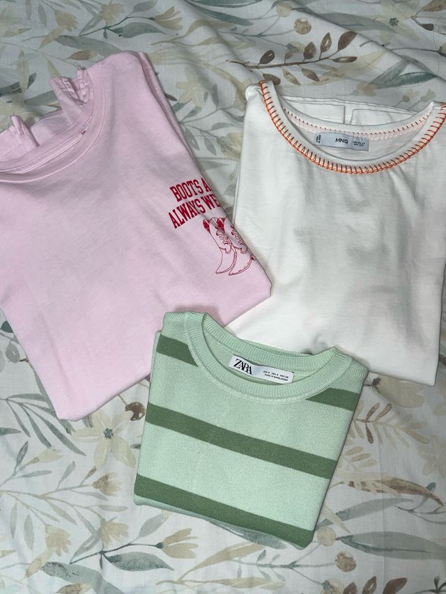 3 Camisetas - Mango, Zara, lefties
