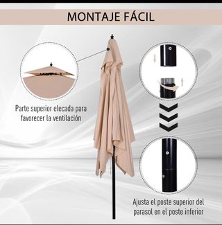 Parasol de jardín 3x3m beige