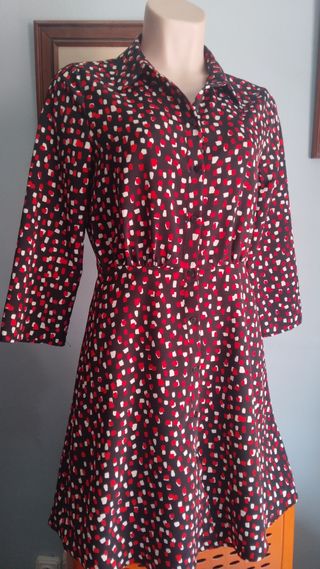 Vestido camisero Mango - Rojo y Negro