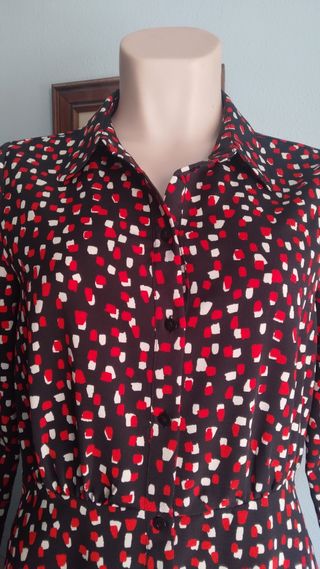 Vestido camisero Mango - Rojo y Negro