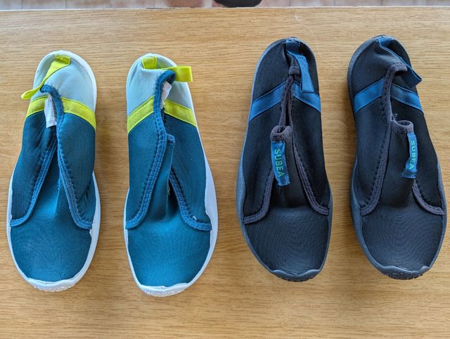 2 pares de escarpines agua talla 38-39