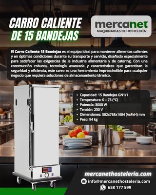 Carro Caliente 15 Bandejas GN1/1