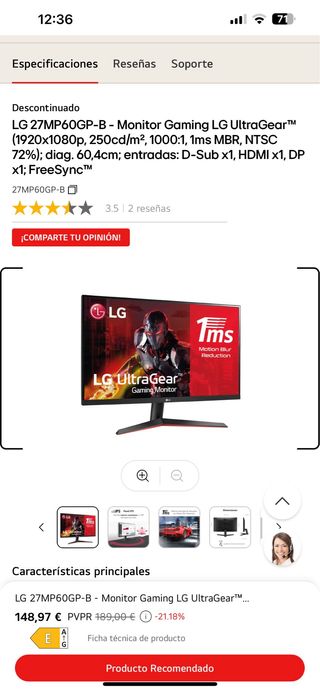 Monitor Gaming LG UltraGear 27MP60GP-B