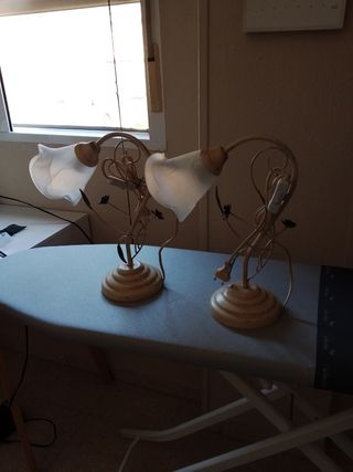 2 lámparas mesa noche - beige