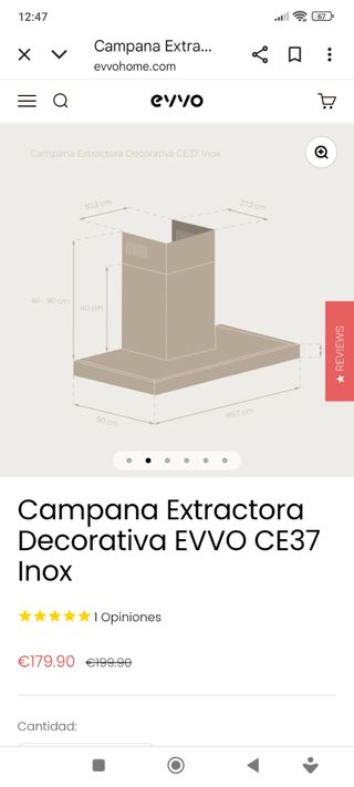 Campana Evvo CE37 Inox - 90cm