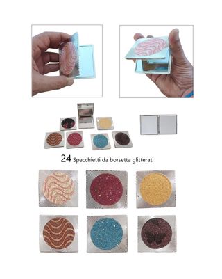 24 Specchietti Glitterati 7x7cm
