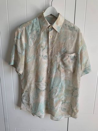 Camisa Paldi c/manga corta beige-verde