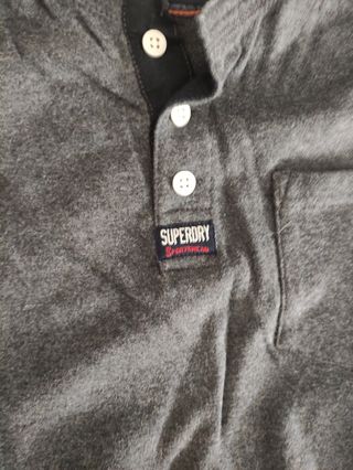 Superdry - Polo manga larga gris y negro - Talla L