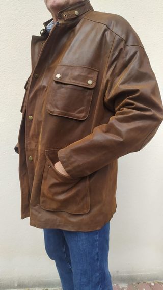 Chaqueta piel marrón vintage