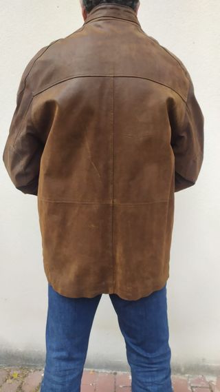 Chaqueta piel marrón vintage
