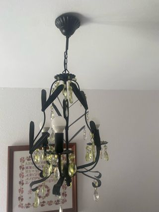 Lámpara techo forja negra - verde