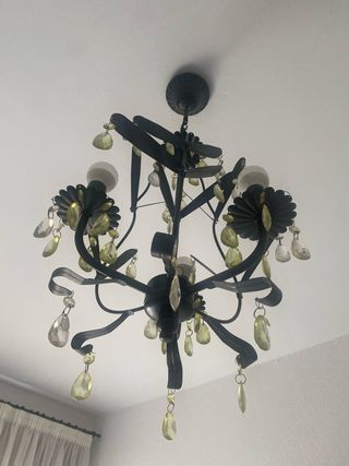 Lámpara techo forja negra - verde