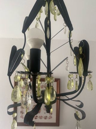 Lámpara techo forja negra - verde