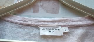 Camiseta verano de lino, rosa-blanca