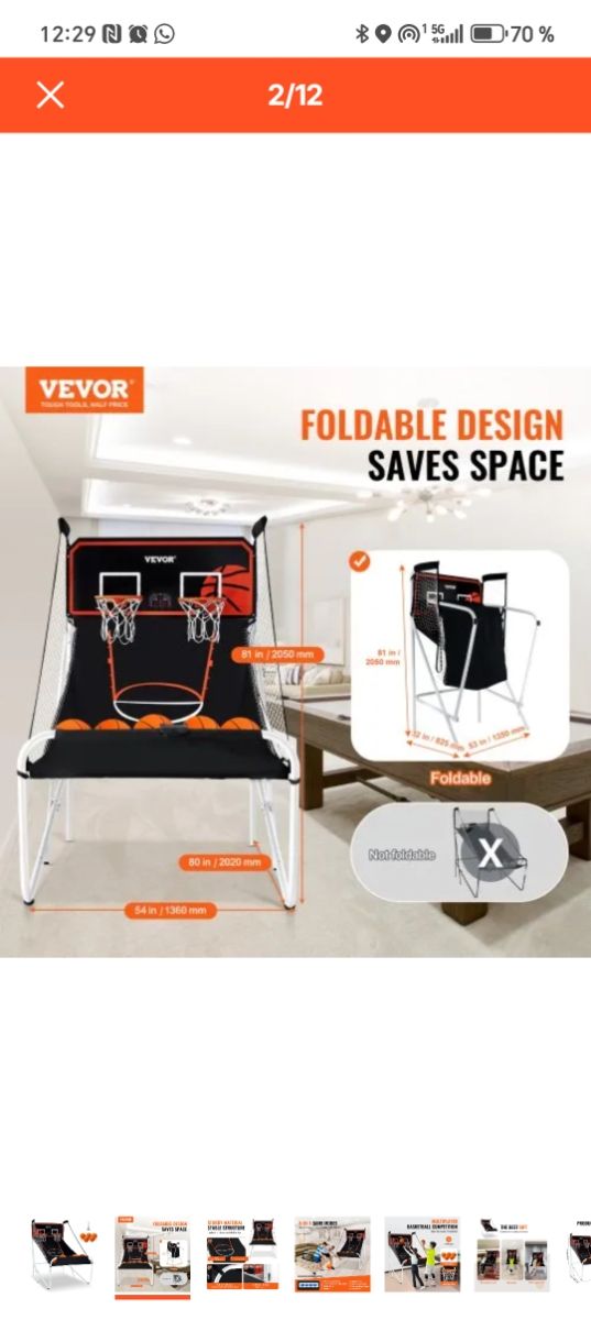 Juego Arcade Baloncesto Plegable,sin abrir, ticket