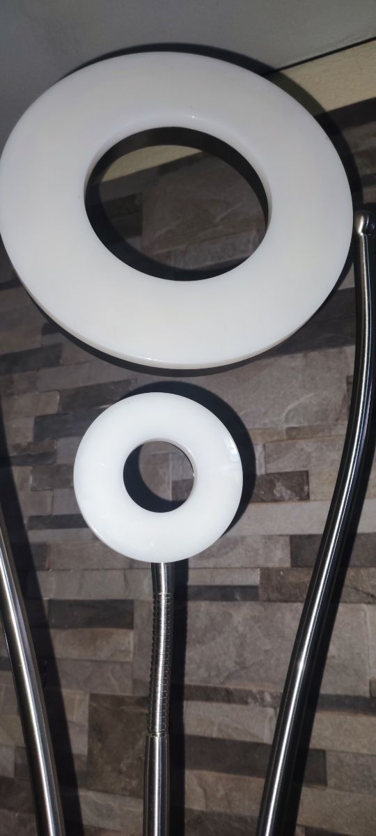 Lámpara pie LED doble - Plata