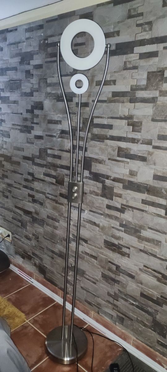 Lámpara pie LED doble - Plata